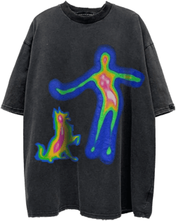 Aelfric Eden Oversized Graphic Tees Print Vintage Tshirts Cotton Tops Streetwear Casual Shirt Black&blue Large