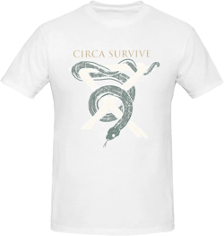 Circa Music Survive Shirt Men's Combed Cotton Crew Neck Top Fashion Versatile Short Sleeve T-Shirt Black 3X-Large White