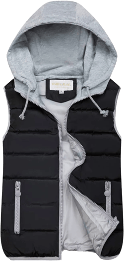 Gihuo Women's Puffer Vest Zip Up Quilted Padded Winter Sleeveless Hooded Vest Gilet Warm Jacket Outerwear Vest Small Black