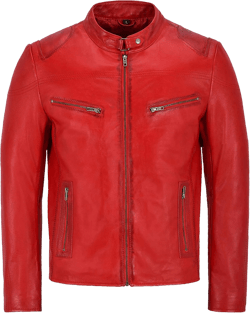 HANDSY Leather Jackets For Men - Leather Motorcycle Jacket Men -leather Biker Jacket Men - Real Leather Jackets For Men Large Red