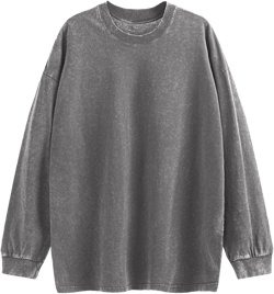 Tuislay Vintage Oversized T Shirts for Men Cotton Baggy Crewneck Streetwear Sweatshirt Acid Wash Long Sleeve Tee Shirts Top Small Gray
