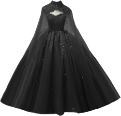 Mouccy Women's Sweetheart Quinceanera Dresses with Cape Puffy Tulle Lace Ball Gown Beaded Prom Dress for Sweet 15 16 6 Black
