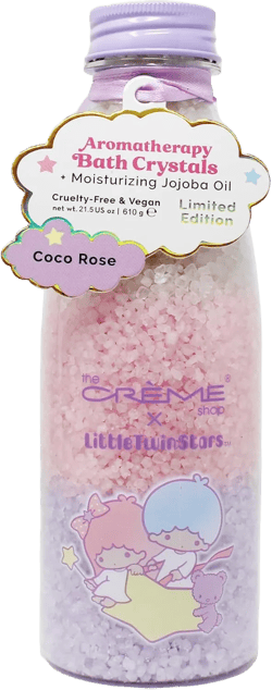 The Crème Shop Little Twin Stars Aromatherapy Bath Crystals, Bath Salts for Women with Moisturizing Jojoba & Vitamin E Oil (Coco Rose)
