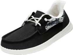 STQ Fur Lined Slip on Loafers for Women Plantar Fasciitis Relief Sneakers Comfort Orthopedic Maternity Shoes for Travel 8 Black White