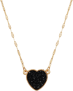 Humble Chic NY Heart Pendant Necklace for Women with Sparkly Simulated Druzy Stone - Gold, Silver, or Rose Gold Tone Chain - 16" with 3" Extender