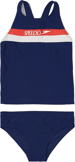 Speedo Girls' Swimsuit Two Piece Tankini Thick Strap 14 Red/White/Blue