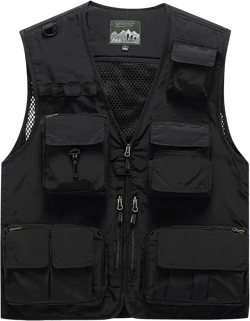 Men's Puffy Vests Multi Pocket Vest Thin Outdoor Fishing And Mountaineering Photography Breathable Tank Top, M-4XL 4X-Large Sn2-black