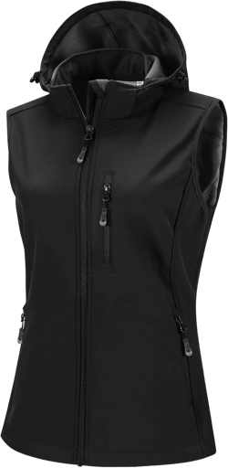 33,000ft Women's Hooded Lightweight Softshell Vest Fleece Lined Windproof Zip Up Sleeveless Jacket for Hiking Golf Running