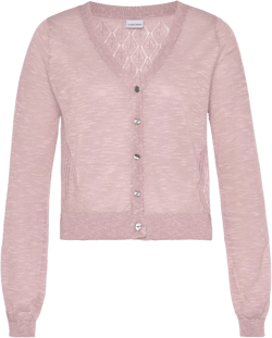 Women's Open Knit Detail Cardigan - LASCANA - Rose Solid 0/2