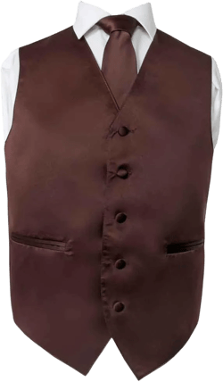 Men's Premium Solid Vest & NeckTie & Pocket Square Set for Suit & Tuxedo… X-Large Brown