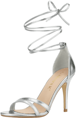 Allegra K Women's Open Toe Lace Up Stiletto Heels Sandals Silver 7.5