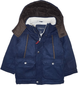 LONDON FOG Little Boys' Faux Wool Hooded Pea Coat 5-6 Navy