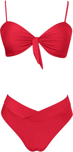 PeQAQ Womens 2024 High Waisted Bikini Set Sexy Cute Tie Knot High Rise Swimsuits Trendy Solid 2 Piece Bathing Suits Swimwear