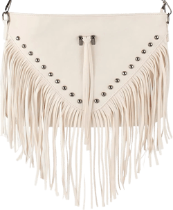 Saddhu Fringe Crossbody Purse for Women Faux Leather Handbag Tassel Bohemian Cross Body Bag for Wedding Cocktail Party Off White 01 Medium