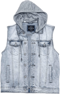 Rocker Denim Jean Vest Jacket Small Distressed Ice