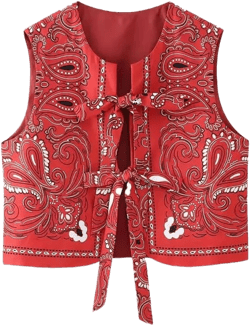 Women' s Vintage Floral Print Vest Y2k Harajuku Bow Tie Front Streetwear Teens Fairycore Sleeveless Cotton Clothes