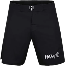 Hawk Sports Athletic Shorts for Men and Women, No Gi MMA Shorts for Boxing, Kickboxing, Jiu Jitsu, Muay Thai, and Wrestling, Workout Shorts for Exercise, Training, and Sparring - Black, Waist 34?