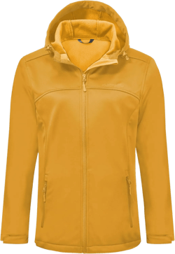 Softshell Jacket Women Fleece Lined Lightweight Jacket Waterproof Coat with Hooded Outdoor Hiking