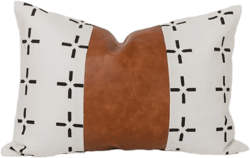 Brown Faux Leather Cushion Cover