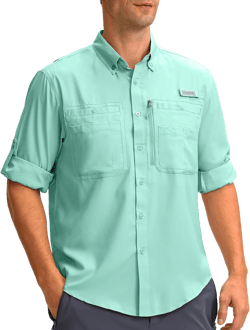 Men's Long Sleeve Sun Protection Fishing Shirt with Zipper Pockets UPF 50+ Lightweight Cool Sun Shirts for Men Hiking Outdoor 3X-Large Arona