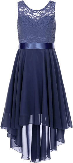 YiZYiF Kids Flower Girls Lace Floral Wedding Dress Chiffon Junior Bridesmaid Dress High Low Casual Summer Dresses 6 01 Navy