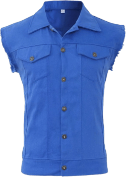 Maiyifu-GJ Men's Sleeveless Denim Vest Button Down Slim Fit Trucker Jean Jacket Lapel Vest Jacket Casual Vests 3X-Large Color Blue 1