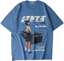 Aelfric Eden Mens Oversized Graphic Tee Summer Unisex Hipster Printed Casual Harajuku Top Tshirt Blue Small