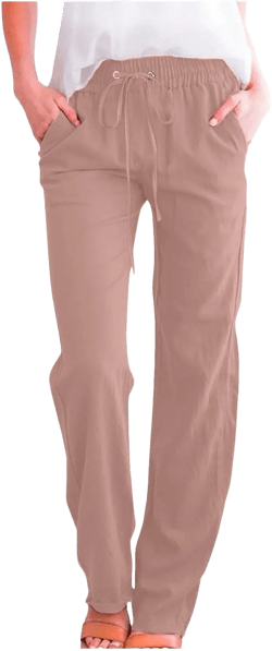 Generic Lightweight Summer Pants Women Loose Cotton Linen Pants Fit Elastic Waist Straight Leg Plus Size Solid Long at Amazon Women’s Clothing store