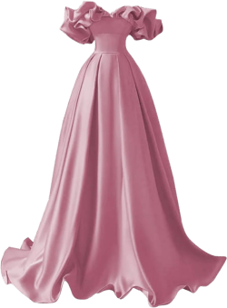 MARSEN Off The Shoulder Satin Prom Dresses A Line Wedding Ball Gown Ruched Fommal Evening Gown with Train for Women Dusty Pink Size 6