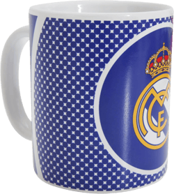 Real Madrid CF Official Bullseye Ceramic Football Crest Mug (11oz) (White/Blue)