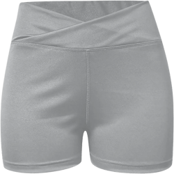 WUAI-Women High Waist Compression Workout Biker Yoga Shorts Active Running Compression Exercise Lounge Shorts Small Grey