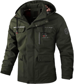 Mens Military Jackets Thicken Warm Fleece Lined Winter Parka Coat Big and Tall Outdoor Hiking Cargo Jacket with Hood Medium Army Green