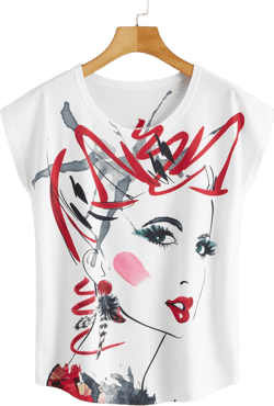 Batwing Sleeve Figure Graphic Tee