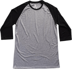 Men's Tall Slim-Fit Orginal Raglan 3/4 Sleeve Shirt, Soft Cotton Polyester Blend Long Tee tall Medium Tall Black/Gray