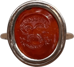 Georgian Paste Greek Mask Intaglio Ring