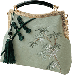 Women's Chinese Style Embroidered Purse Vintage Clutch Handbag with Tassel Pendant Hanfu Crossbody Bag Light Green