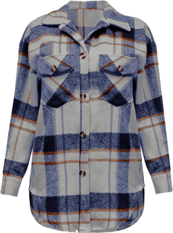 Shacket Jacket Women Casual Flannel Plaid Long Sleeve Lapel Button Down Shirts Fall Wool Blend Coat with Pockets A#35 Gray XX-Large