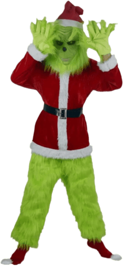 Big Green Monster Costume for Men 6Pcs Christmas Deluxe Furry Adult Santa Suit Xmas Holiday Green Furry Outfits Style a Small