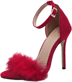 YIBLBOX Women's Feather Heels Open Toe Sandal Fluffy Fur High Heel Shoes Ankle Strap Stiletto Pump for Wedding Party Dance Evening