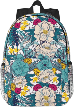 Floral Backpack for Girls Boys Kids Teens Woman Man Teal Flower School Bags Middle School Bookbags Casual Student Daypack Gifts for Travel College Work Lightweight Waterproof Backpack 15inch