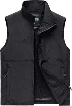 Hixiaohe Men's Casual Lightweight Outdoor Vest Work Fish Photo Travel Vest Small Carbon Black