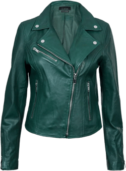 Ladies Leather Jacket Classic Biker Style Real Leather Womens Jacket X-Small Green
