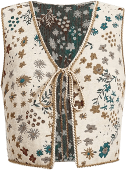 SweatyRocks Women's Floral Print V Neck Vest Tie Front Sleeveless Boho Vests Tops