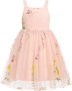 IMEKIS Toddler Kids Girl Princess Dress Boho Butterfly Floral Embroidered Tulle Formal Birthday Pageant Fairy Dress