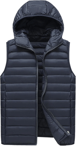 DGHM-JLMY Men's Sleeveless Lightweight Quilted Puffer Down Winter Hooded Down Cotton Vest Casual Vest Loose Coat with Hood X-Large Blue