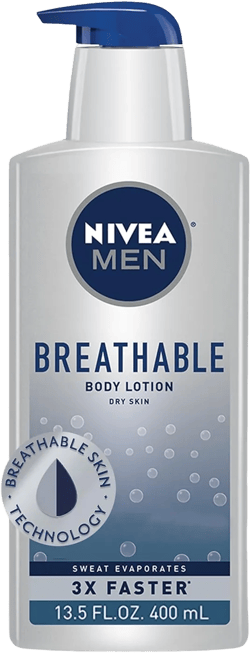 NIVEA MEN Breathable Body Lotion, 48-Hour Hydrating Lotion for Men with Breathable Skin Technology, Shea Butter, Vitamin C and Vitamin E, 13.5 Fl Oz Bottle