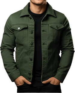 Mens Denim Jacket Lightweight Casual Lapel Button Down Cozy Shirts Jackets Fall Winer Cargo Jean Jacket with Pocket X-Large Army Green