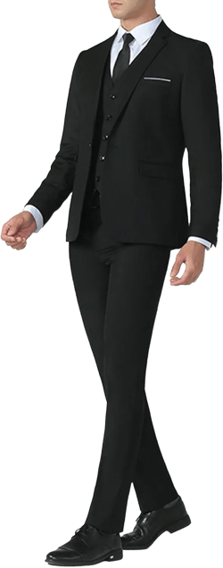 Men Slim Fit 3 Pieces Blazer Suit 2 Buttons Solid Color Blazer Vest Pants Business Wedding Tuxedo Party Jacket M-cm Black 1