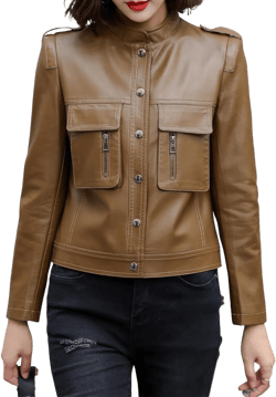 Brown Sheepskin Chic Women's Slim Fit Jacket