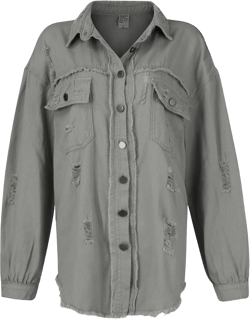 Denim Jacket for Women 2024 Fall Winter Trendy Casual Womens Blouses Long Sleeve Loose Fit Jean Jackets Fashion Boyfriend Collared Shirts for Women(2-Light Gray,XX-Large)